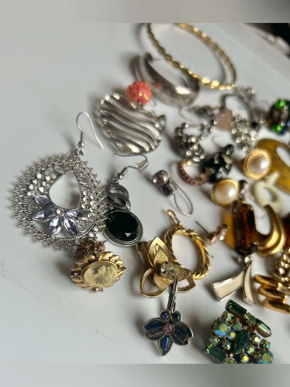 VTG Single Earring Lot Sterling Silver Plated Signed Costume Jewelry Craft DIY - Picture 2 of 9
